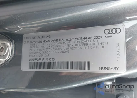 2015 Audi S3 2.0T Premium Plus from USA, damaged, VIN WAUFFGFF1F1119396